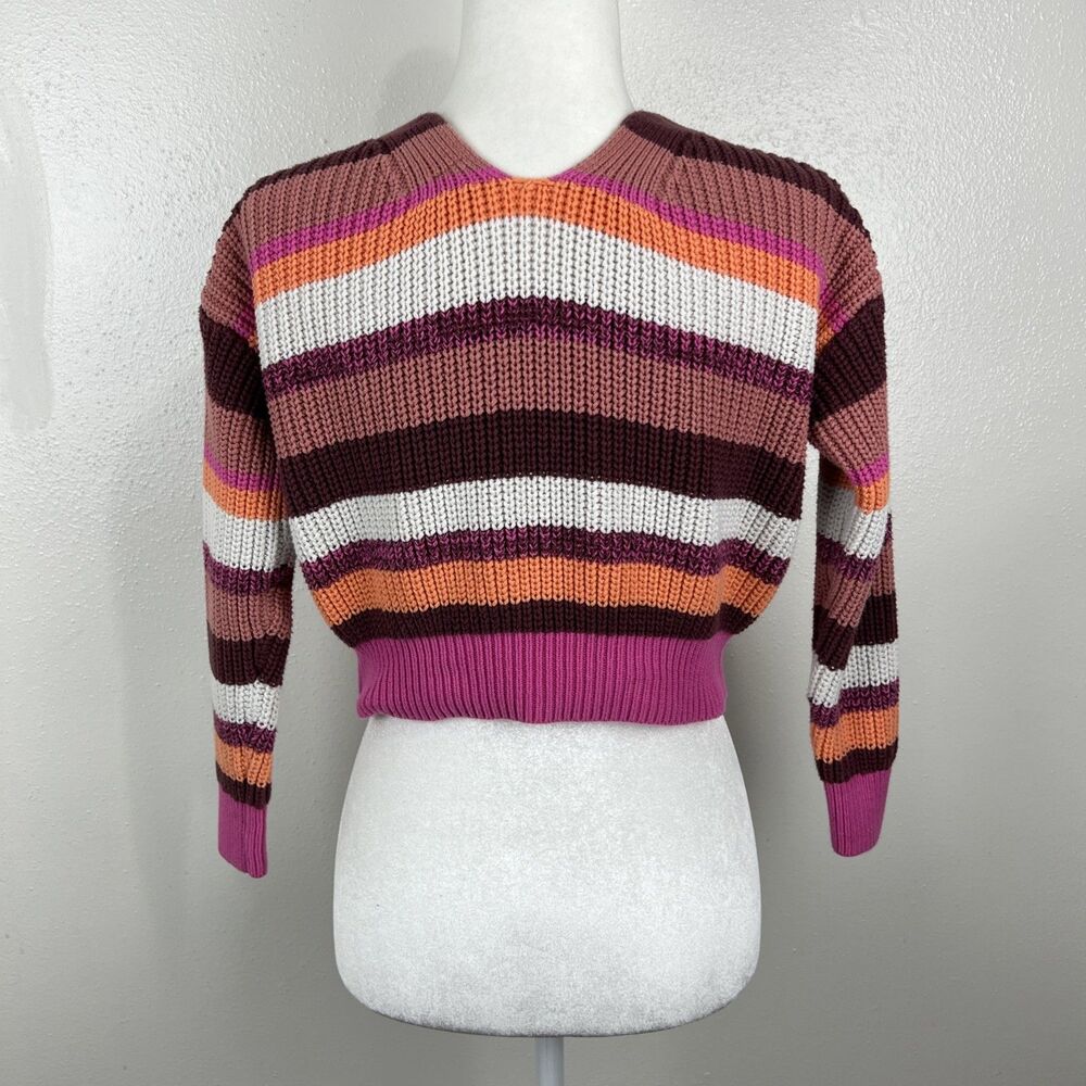 Jessica Simpson Sweater Women Small Pink Orange Striped Button Up Cardigan - Picture 5 of 12